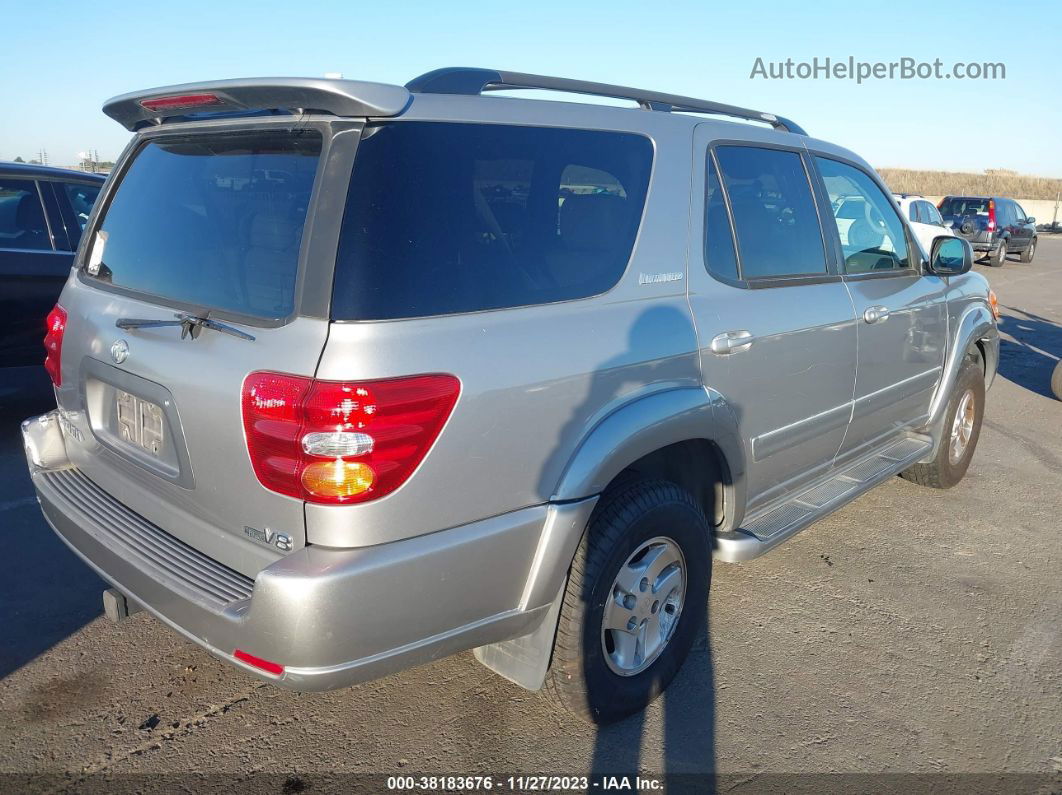 2002 Toyota Sequoia Limited Silver vin: 5TDZT38A72S079227