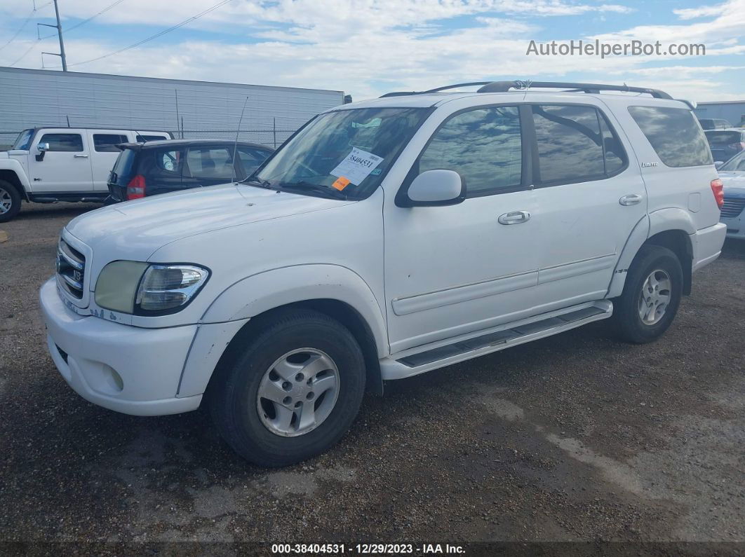 2002 Toyota Sequoia Limited White vin: 5TDZT38A82S119119