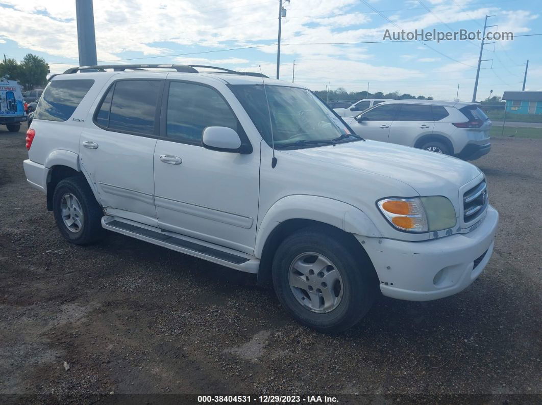 2002 Toyota Sequoia Limited White vin: 5TDZT38A82S119119