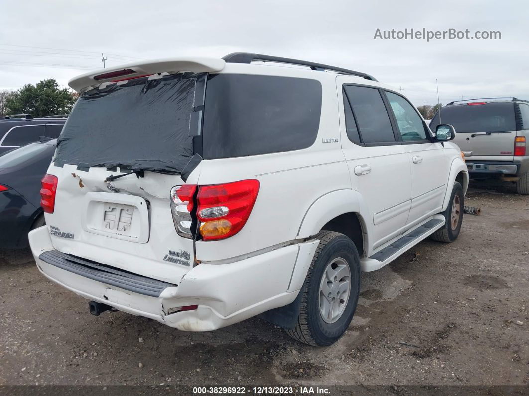 2002 Toyota Sequoia Limited White vin: 5TDZT38A92S092738