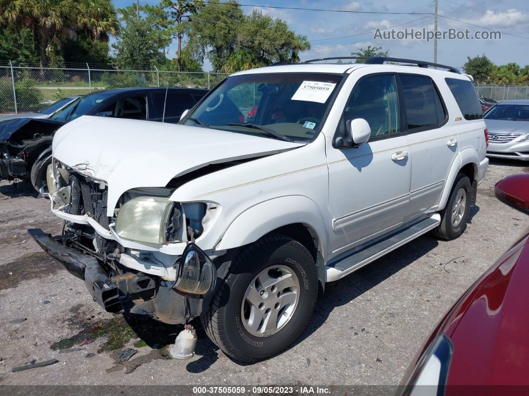 2002 Toyota Sequoia Limited White vin: 5TDZT38AX2S062616