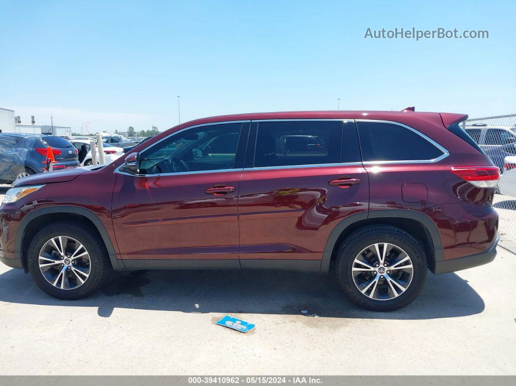 2019 Toyota Highlander Le Plus Maroon vin: 5TDZZRFH2KS322394