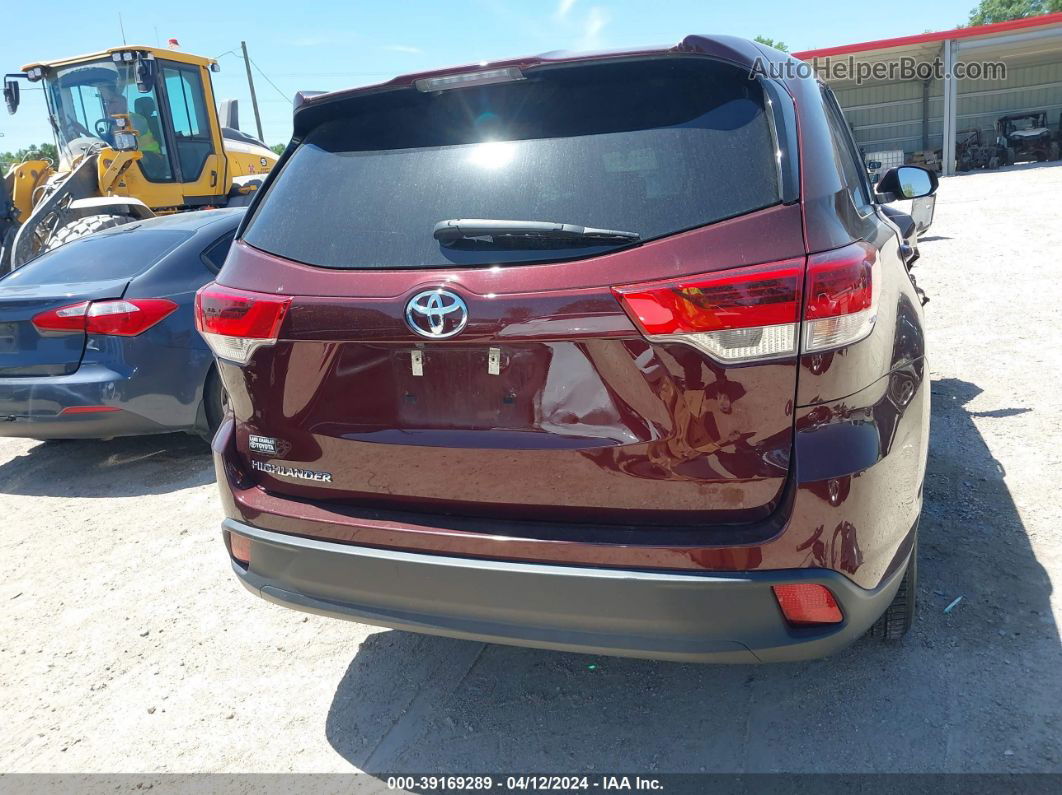 2019 Toyota Highlander Le Красный vin: 5TDZZRFH6KS358136