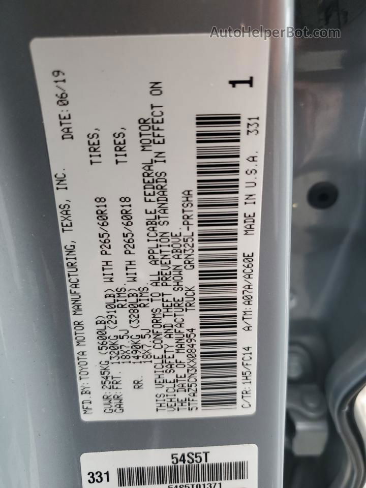 2019 Toyota Tacoma Double Cab Gray vin: 5TFAZ5CN3KX084954