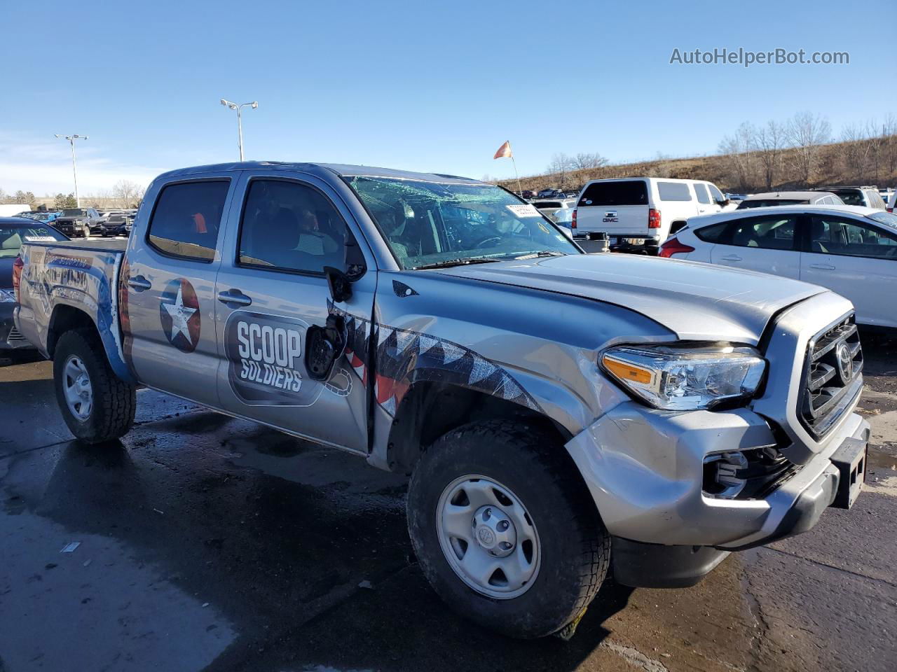 2021 Toyota Tacoma Double Cab Silver vin: 5TFCZ5ANXMX256413