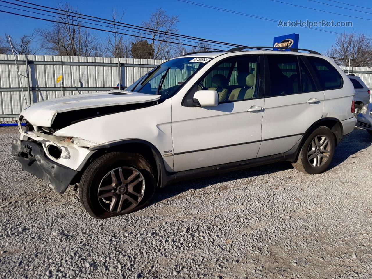 2004 Bmw X5 3.0i White vin: 5UXFA13594LU42654