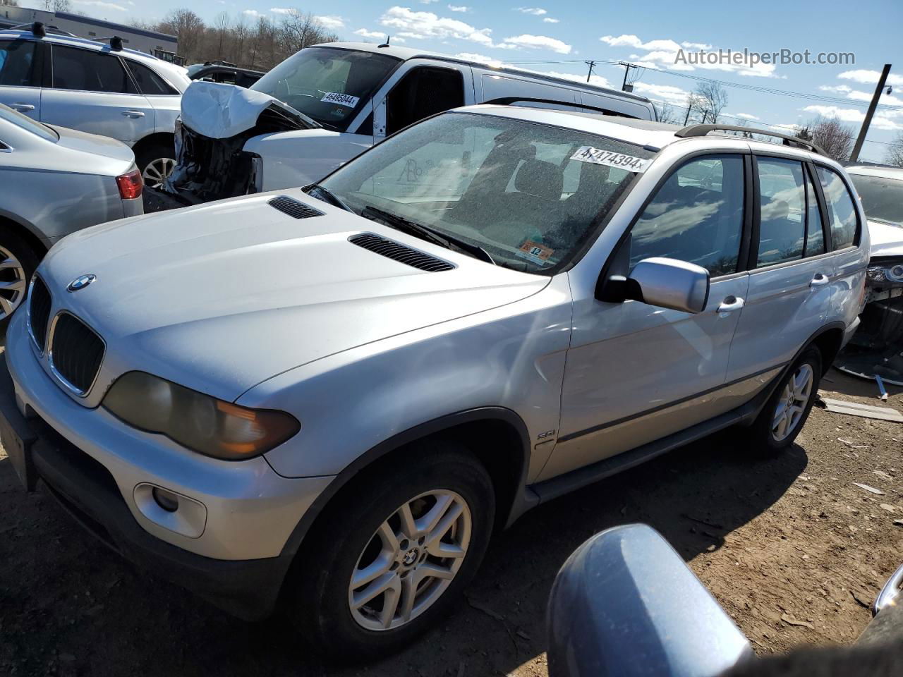 2004 Bmw X5 3.0i Серебряный vin: 5UXFA13594LU44937