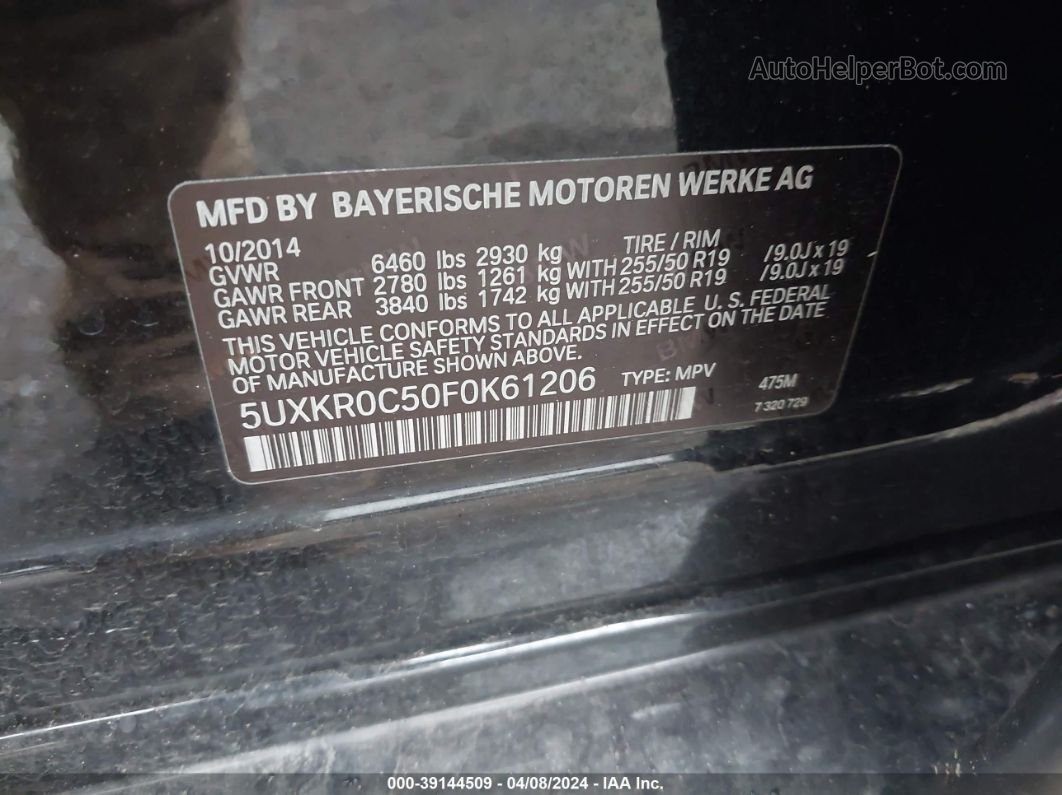 2015 Bmw X5 Xdrive35i Black vin: 5UXKR0C50F0K61206