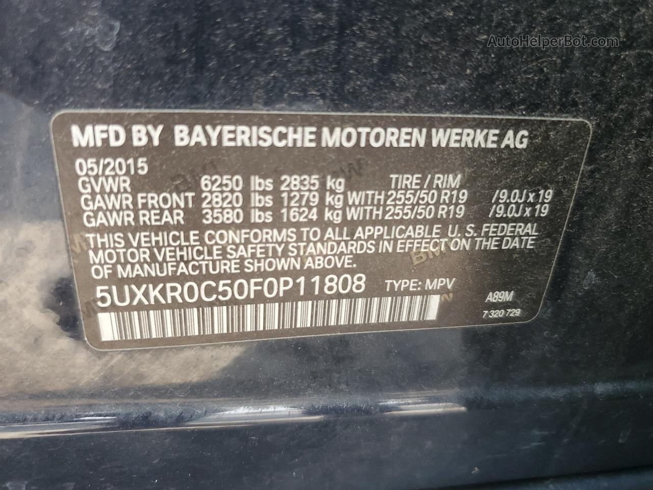 2015 Bmw X5 Xdrive35i Черный vin: 5UXKR0C50F0P11808