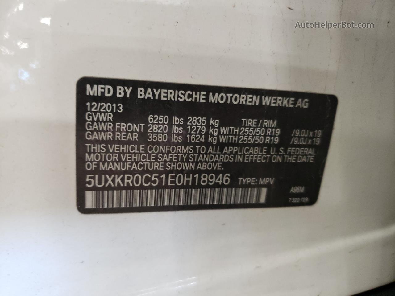 2014 Bmw X5 Xdrive35i Белый vin: 5UXKR0C51E0H18946