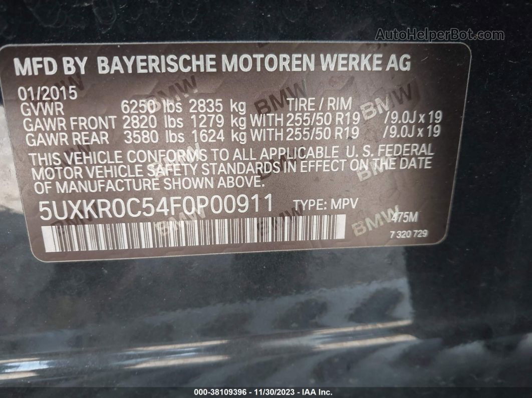 2015 Bmw X5 Xdrive35i Черный vin: 5UXKR0C54F0P00911