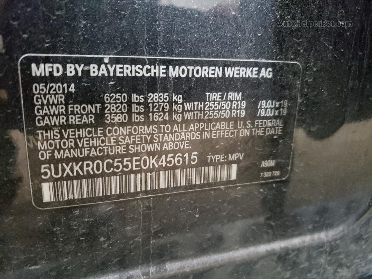 2014 Bmw X5 Xdrive35i Угольный vin: 5UXKR0C55E0K45615