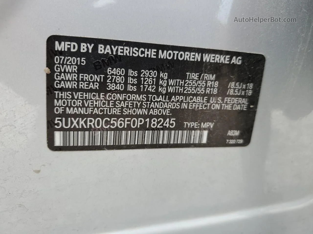 2015 Bmw X5 Xdrive35i Silver vin: 5UXKR0C56F0P18245