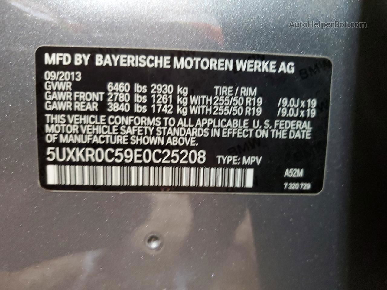 2014 Bmw X5 Xdrive35i Серый vin: 5UXKR0C59E0C25208