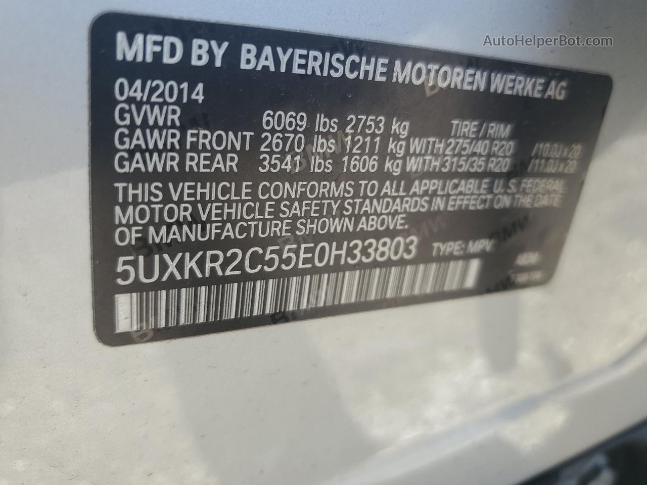 2014 Bmw X5 Sdrive35i Silver vin: 5UXKR2C55E0H33803