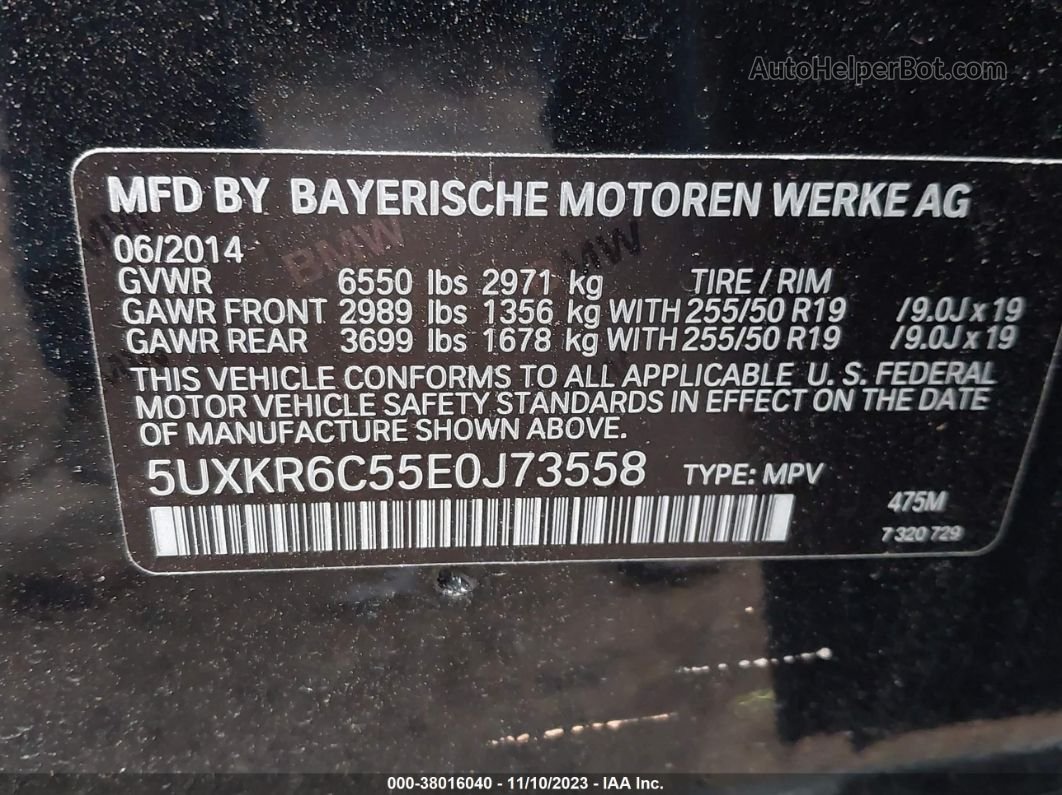 2014 Bmw X5 Xdrive50i Черный vin: 5UXKR6C55E0J73558