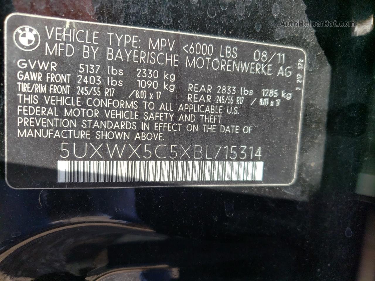 2011 Bmw X3 Xdrive28i Black vin: 5UXWX5C5XBL715314