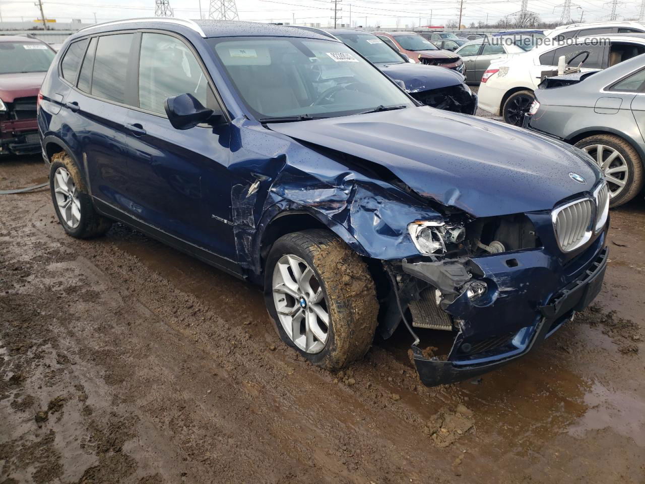 2013 Bmw X3 Xdrive35i Blue vin: 5UXWX7C51DL977169