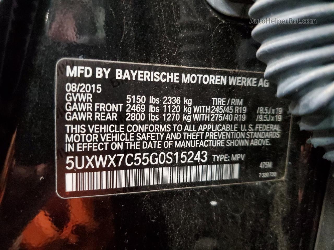 2016 Bmw X3 Xdrive35i Черный vin: 5UXWX7C55G0S15243