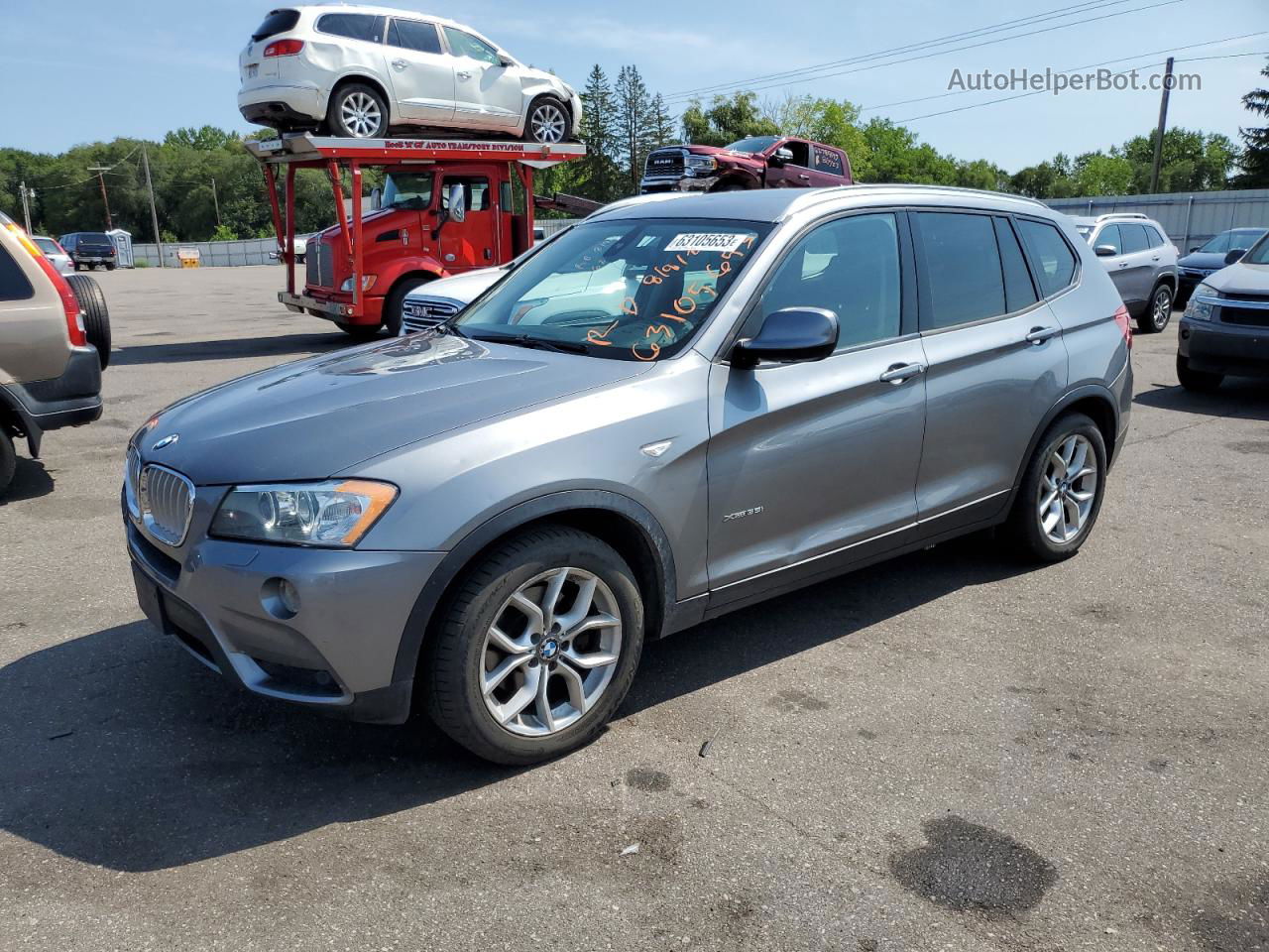 2011 Bmw X3 Xdrive35i Gray vin: 5UXWX7C59BL734867