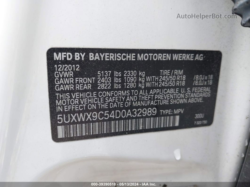 2013 Bmw X3 Xdrive28i Белый vin: 5UXWX9C54D0A32989