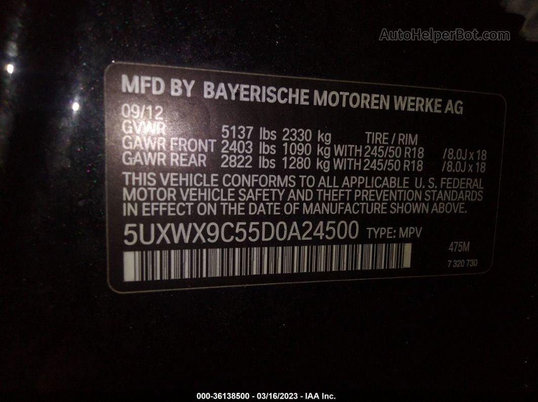 2013 Bmw X3 Xdrive28i Black vin: 5UXWX9C55D0A24500