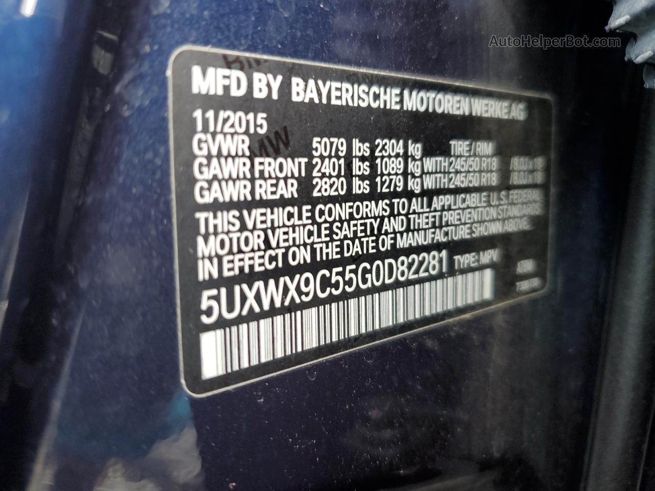 2016 Bmw X3 Xdrive28i Blue vin: 5UXWX9C55G0D82281