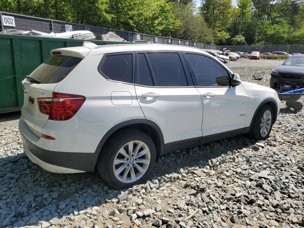 2013 Bmw X3 Xdrive28i White vin: 5UXWX9C57D0A11487