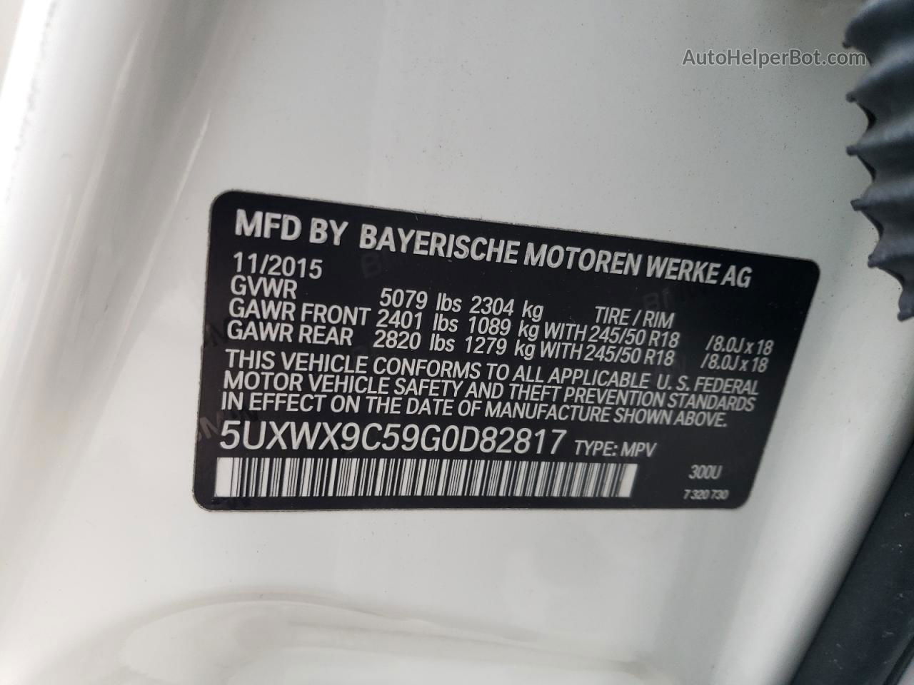 2016 Bmw X3 Xdrive28i White vin: 5UXWX9C59G0D82817