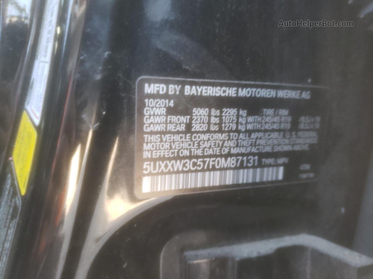2015 Bmw X4 Xdrive28i Black vin: 5UXXW3C57F0M87131