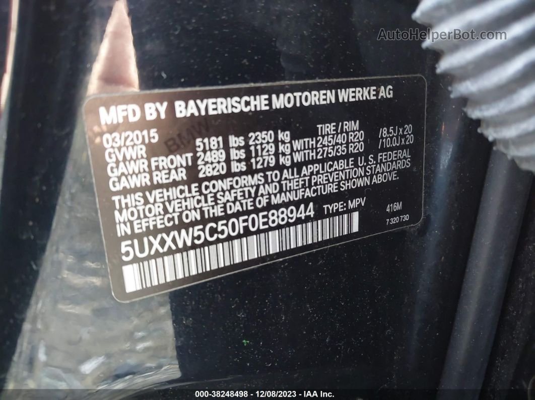 2015 Bmw X4 Xdrive35i Черный vin: 5UXXW5C50F0E88944