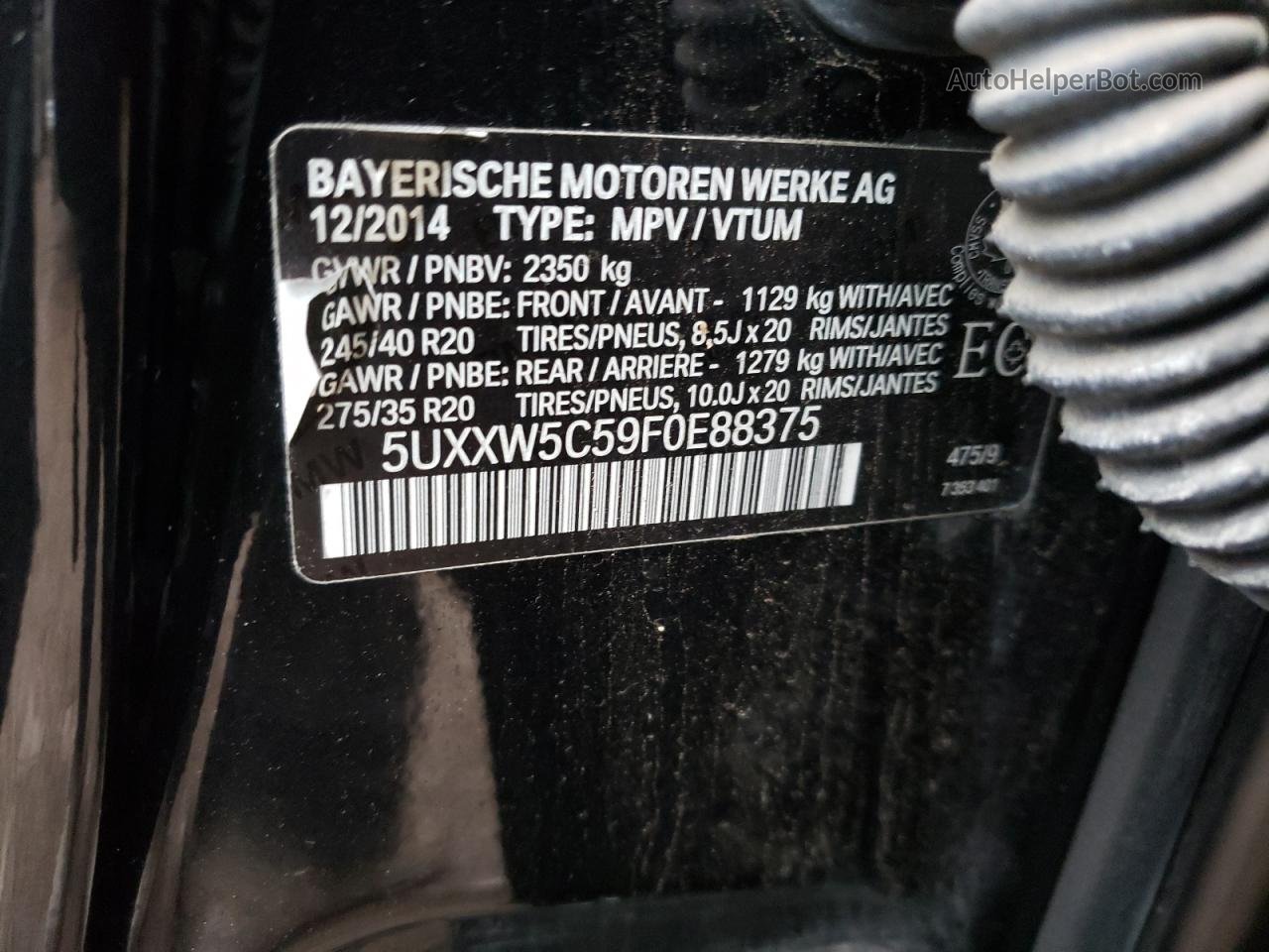 2015 Bmw X4 Xdrive35i Черный vin: 5UXXW5C59F0E88375
