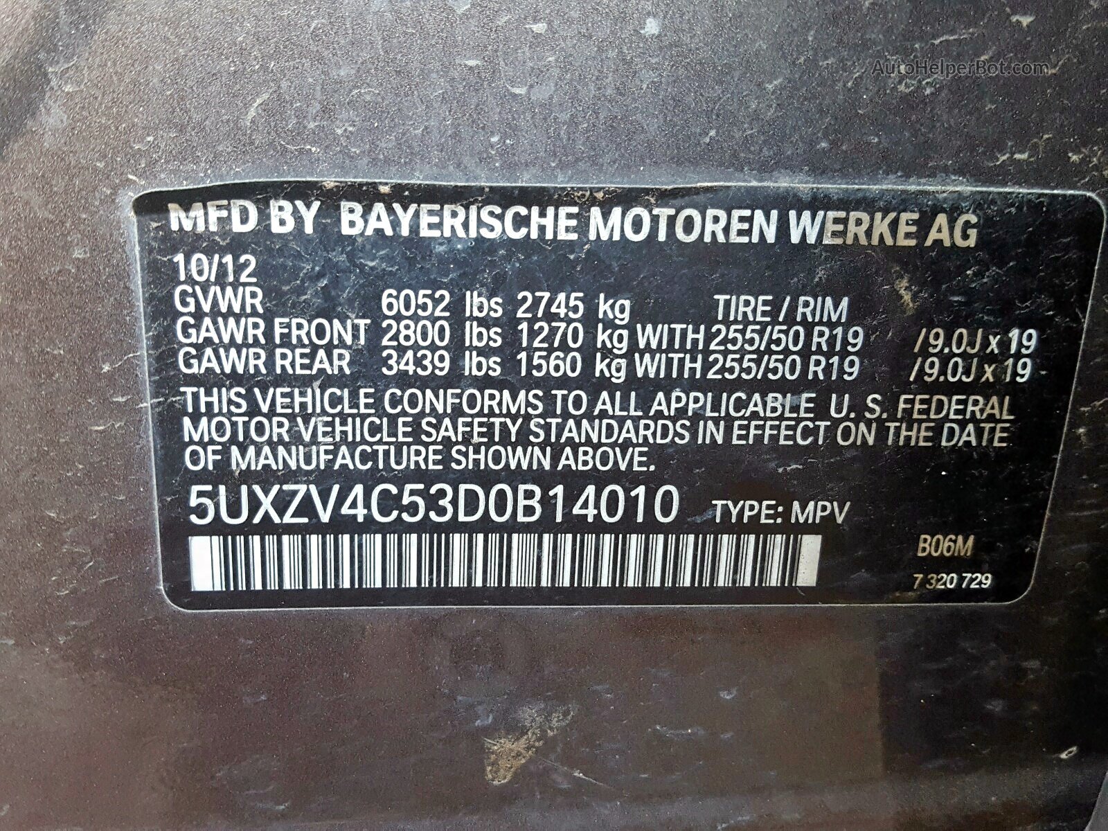 2013 Bmw X5 Xdrive35i vin: 5UXZV4C53D0B14010