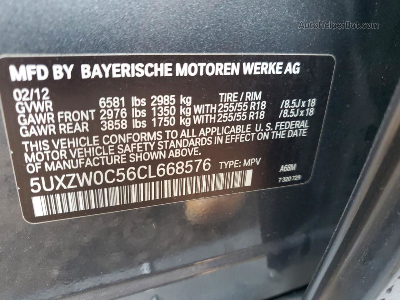 2012 Bmw X5 Xdrive35d Gray vin: 5UXZW0C56CL668576