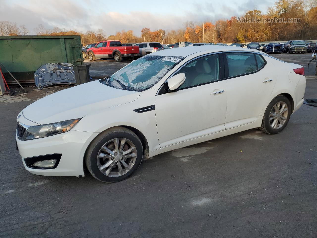 2013 Kia Optima Lx White vin: 5XXGM4A70DG204128