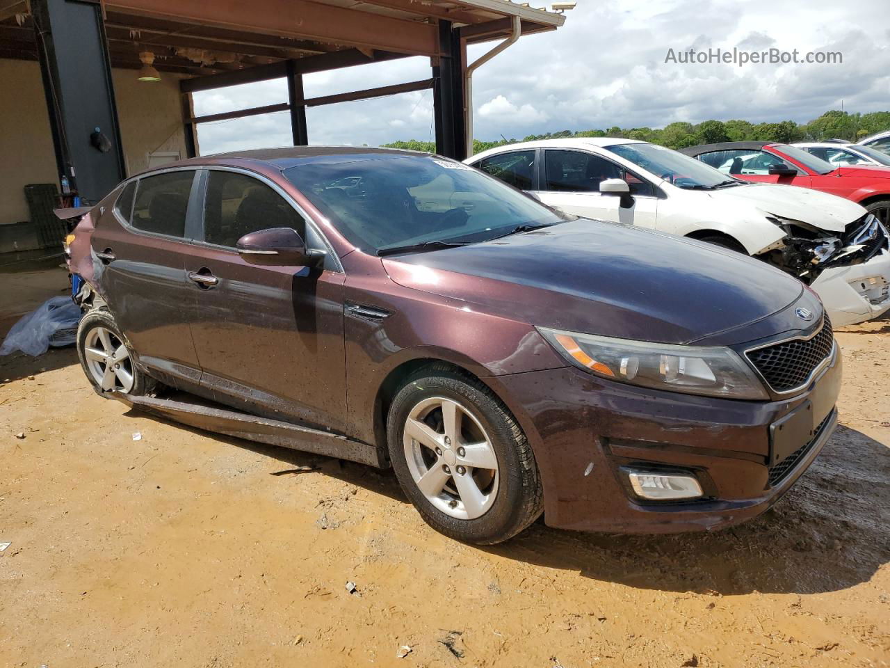 2014 Kia Optima Lx Burgundy vin: 5XXGM4A73EG267189