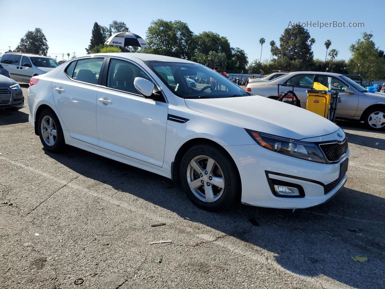 2014 Kia Optima Lx White vin: 5XXGM4A73EG282629