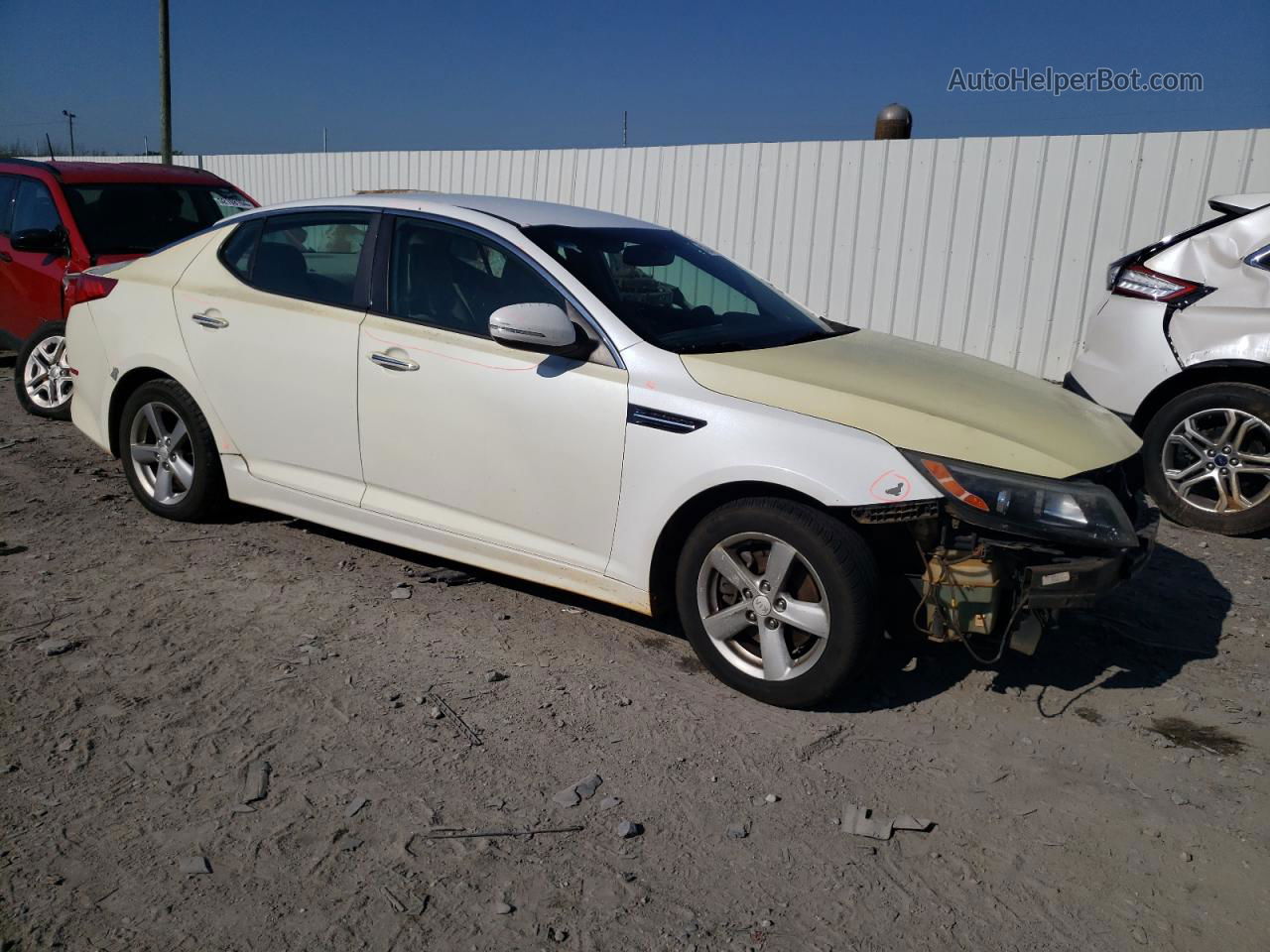 2014 Kia Optima Lx White vin: 5XXGM4A73EG295137