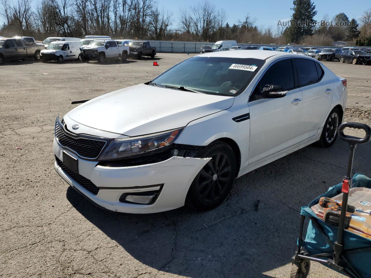 2014 Kia Optima Lx White vin: 5XXGM4A73EG348130