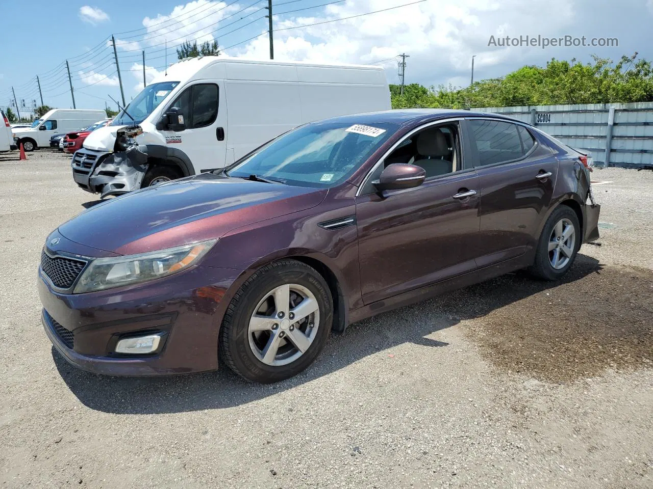 2014 Kia Optima Lx Бордовый vin: 5XXGM4A75EG304551