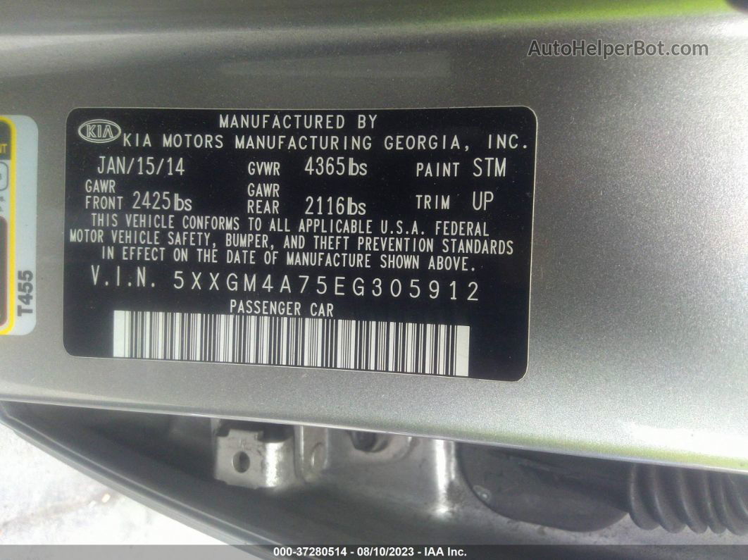 2014 Kia Optima Lx Серый vin: 5XXGM4A75EG305912