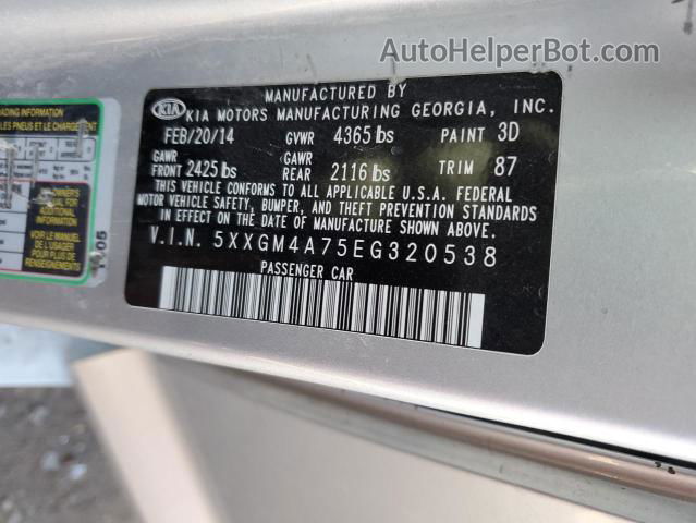 2014 Kia Optima Lx Silver vin: 5XXGM4A75EG320538