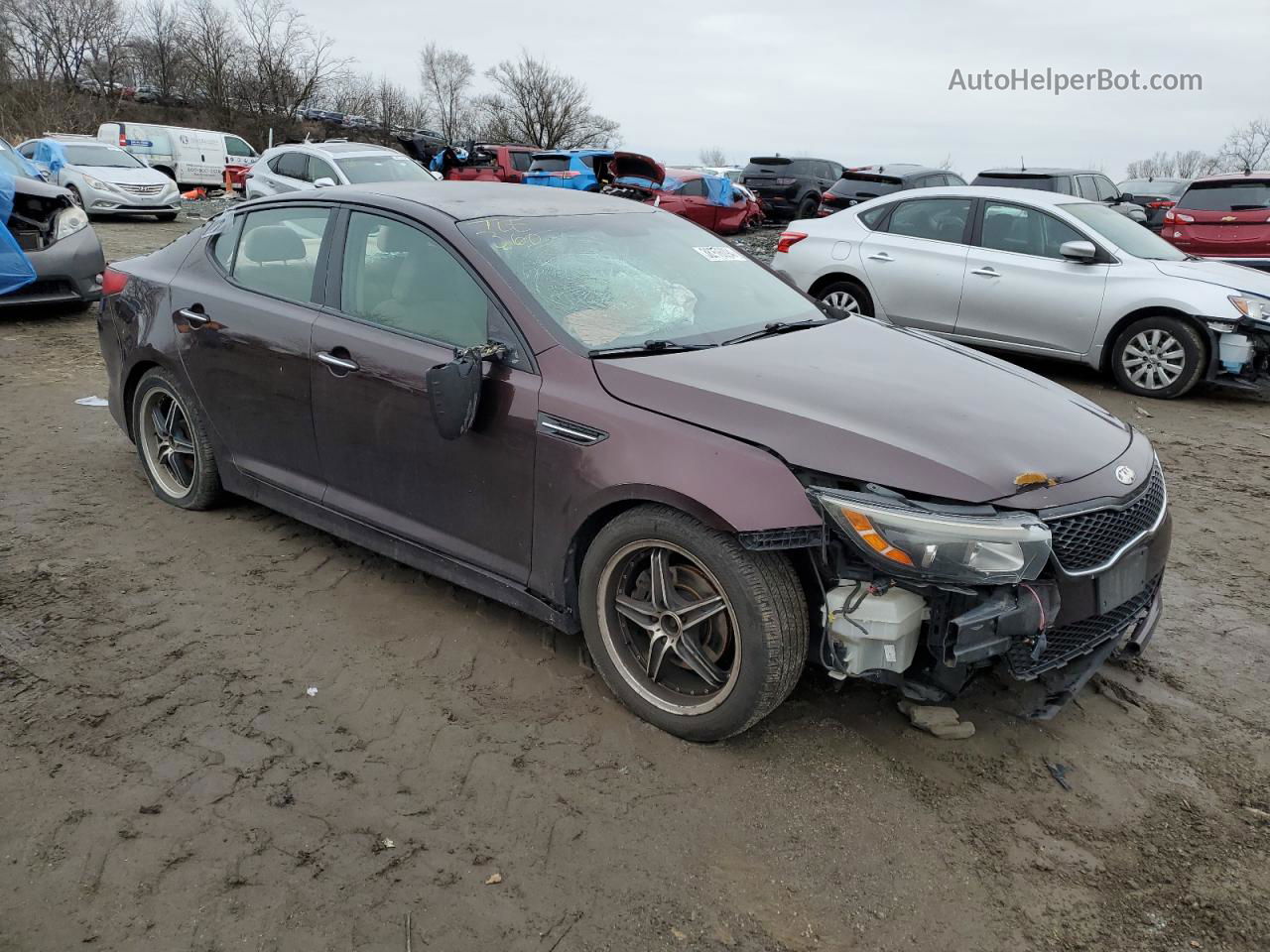 2014 Kia Optima Lx Бордовый vin: 5XXGM4A76EG259331