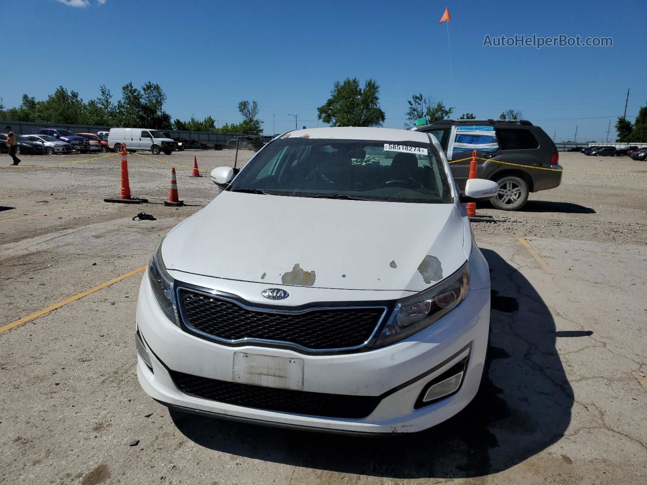 2014 Kia Optima Lx White vin: 5XXGM4A76EG261564