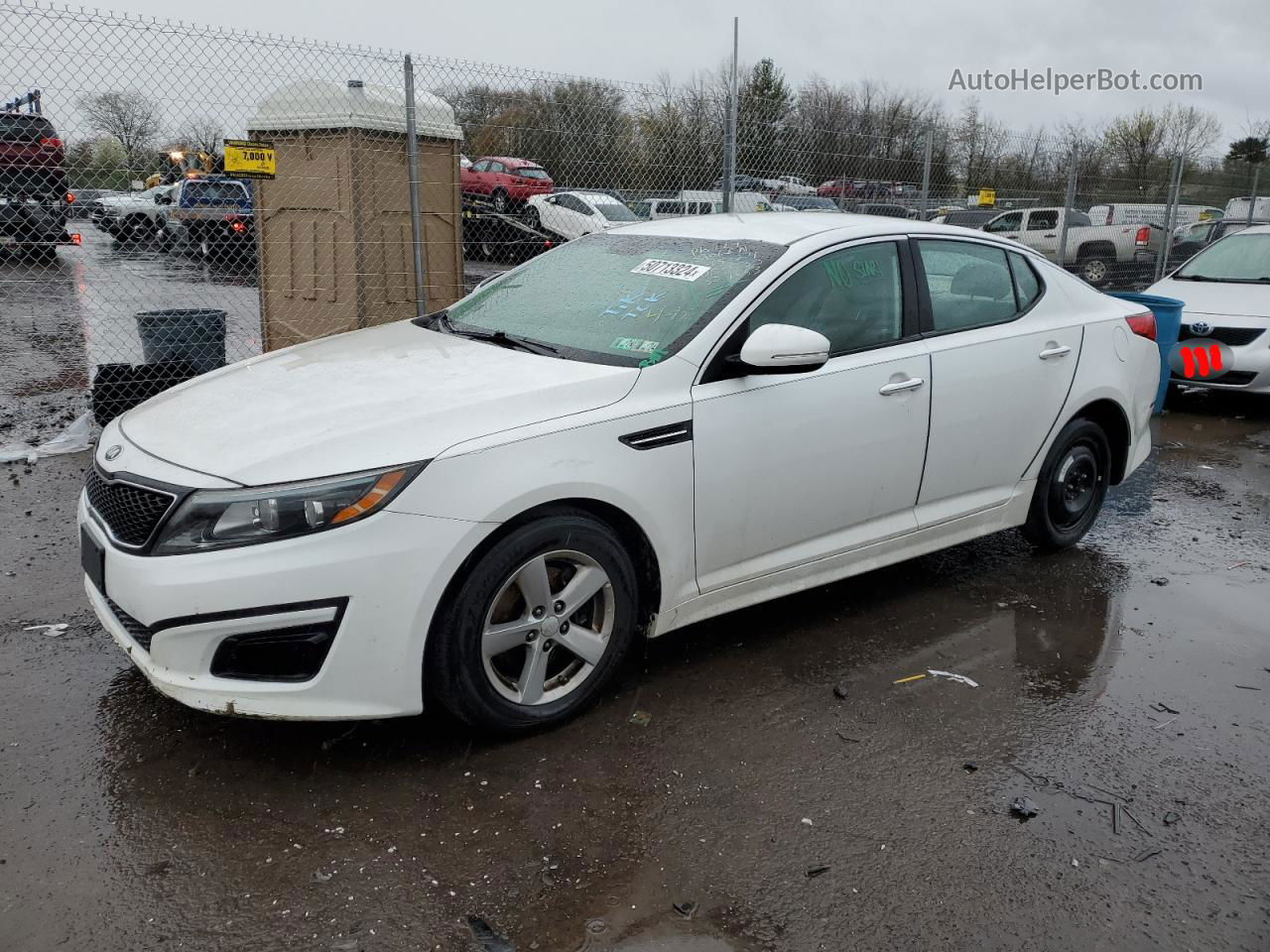 2014 Kia Optima Lx White vin: 5XXGM4A77EG327653