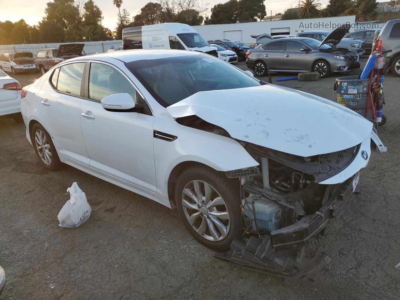 2015 Kia Optima Lx White vin: 5XXGM4A77FG496024