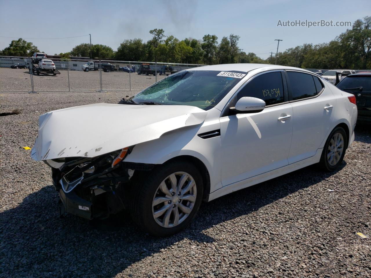 2015 Kia Optima Lx White vin: 5XXGM4A79FG443180