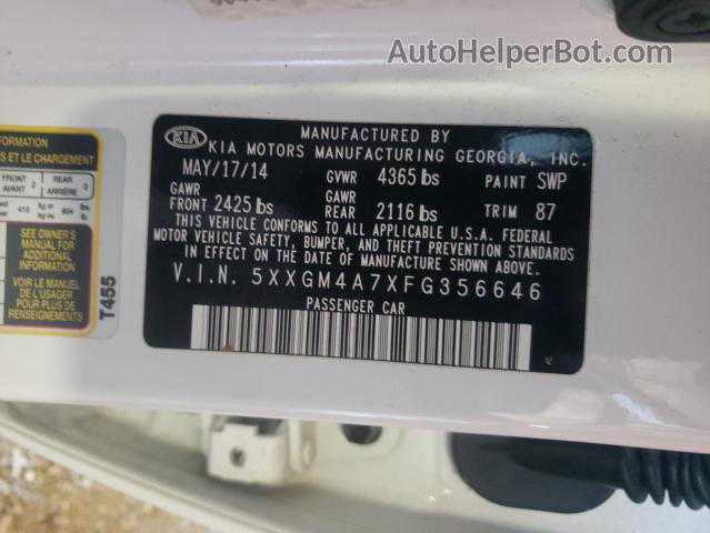 2015 Kia Optima Lx White vin: 5XXGM4A7XFG356646