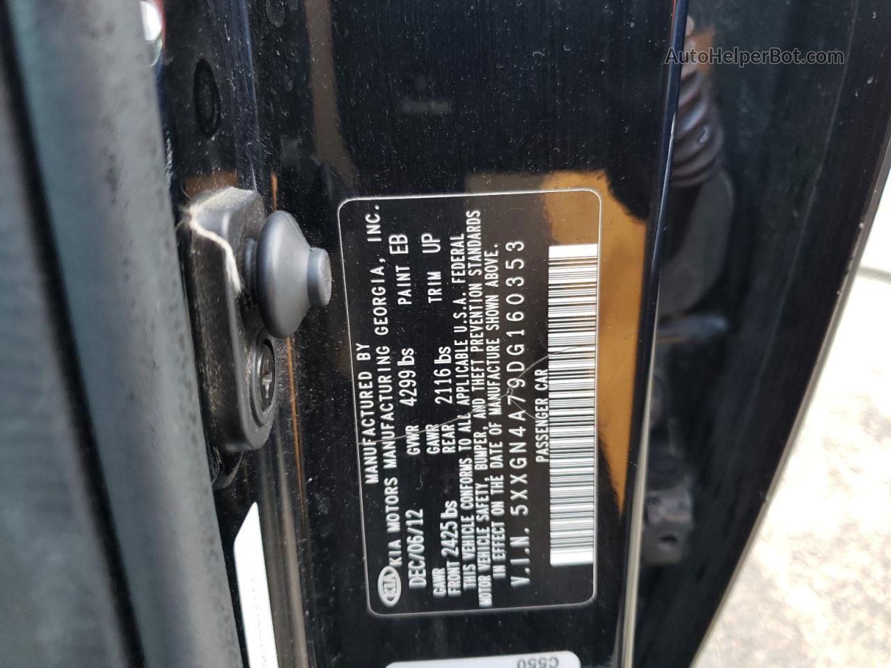 2013 Kia Optima Ex Black vin: 5XXGN4A79DG160353
