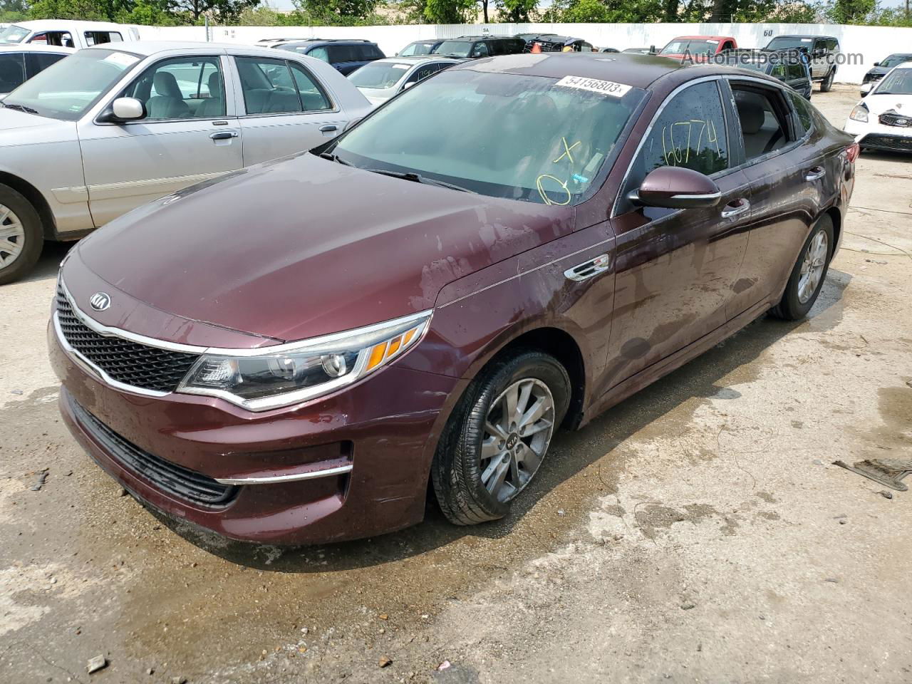 2016 Kia Optima Lx Maroon vin: 5XXGT4L31GG112947